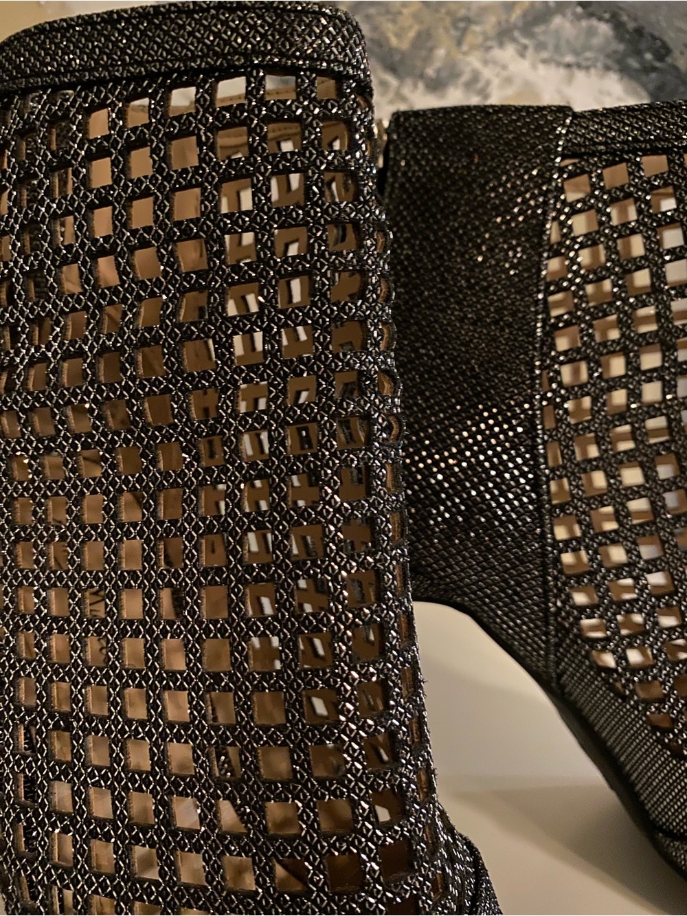 Black Mesh Pointed-Toe Ankle Boot Booties - Picture 5 of 6